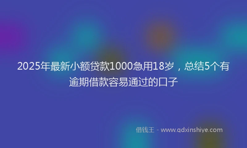 2025年最新小额贷款1000急用18岁，总结5个有逾期借款容易通过的口子