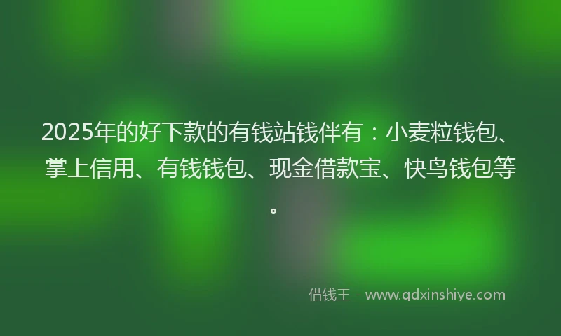 2025年的好下款的有钱站钱伴有：小麦粒钱包、掌上信用、有钱钱包、现金借款宝、快鸟钱包等。