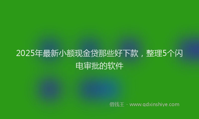 2025年最新小额现金贷那些好下款，整理5个闪电审批的软件