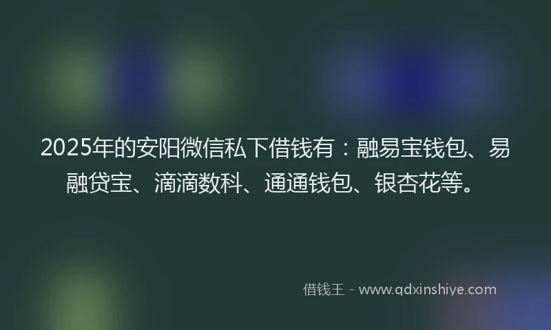 2025年的安阳微信私下借钱有：融易宝钱包、易融贷宝、滴滴数科、通通钱包、银杏花等。