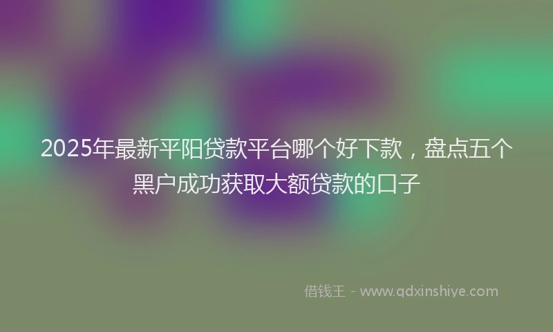 2025年最新平阳贷款平台哪个好下款，盘点五个黑户成功获取大额贷款的口子