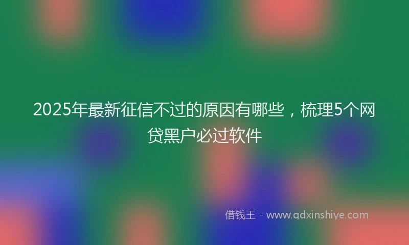 2025年最新征信不过的原因有哪些，梳理5个网贷黑户必过软件