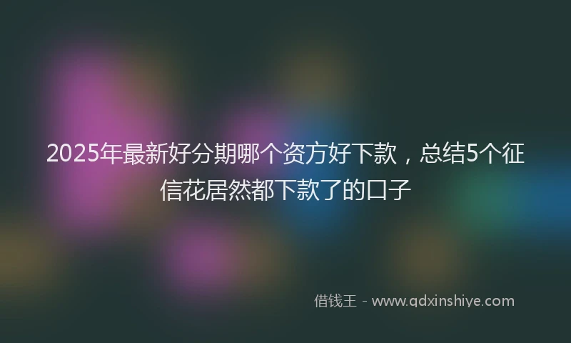2025年最新好分期哪个资方好下款，总结5个征信花居然都下款了的口子