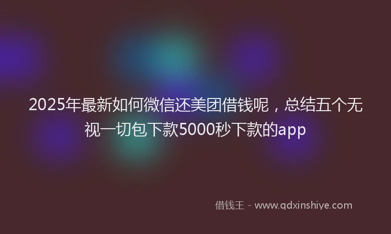 2025年最新如何微信还美团借钱呢，总结五个无视一切包下款5000秒下款的app