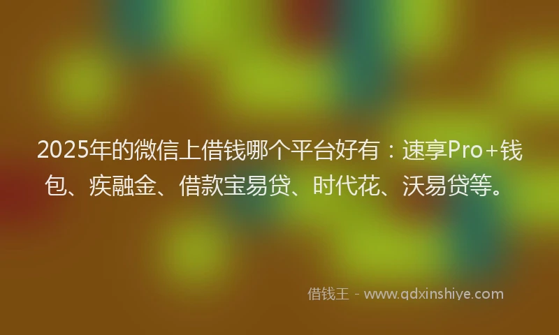 2025年的微信上借钱哪个平台好有：速享Pro+钱包、疾融金、借款宝易贷、时代花、沃易贷等。