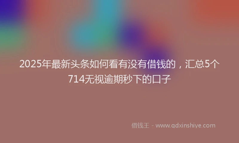 2025年最新头条如何看有没有借钱的，汇总5个714无视逾期秒下的口子
