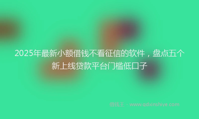 2025年最新小额借钱不看征信的软件，盘点五个新上线贷款平台门槛低口子