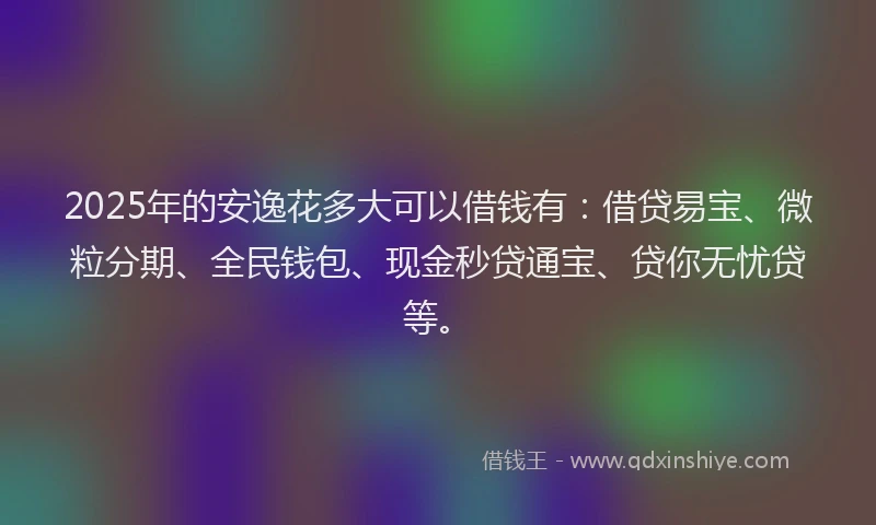 2025年的安逸花多大可以借钱有：借贷易宝、微粒分期、全民钱包、现金秒贷通宝、贷你无忧贷等。