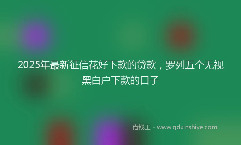 2025年最新征信花好下款的贷款，罗列五个无视黑白户下款的口子