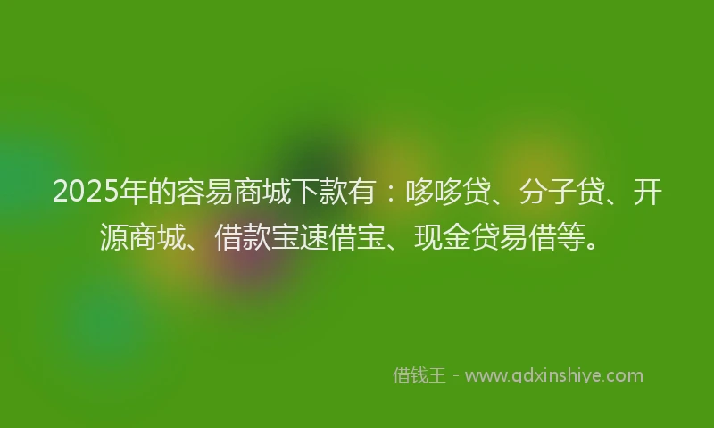 2025年的容易商城下款有：哆哆贷、分子贷、开源商城、借款宝速借宝、现金贷易借等。