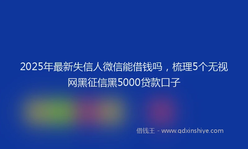 2025年最新失信人微信能借钱吗，梳理5个无视网黑征信黑5000贷款口子