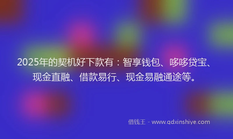 2025年的契机好下款有：智享钱包、哆哆贷宝、现金直融、借款易行、现金易融通途等。