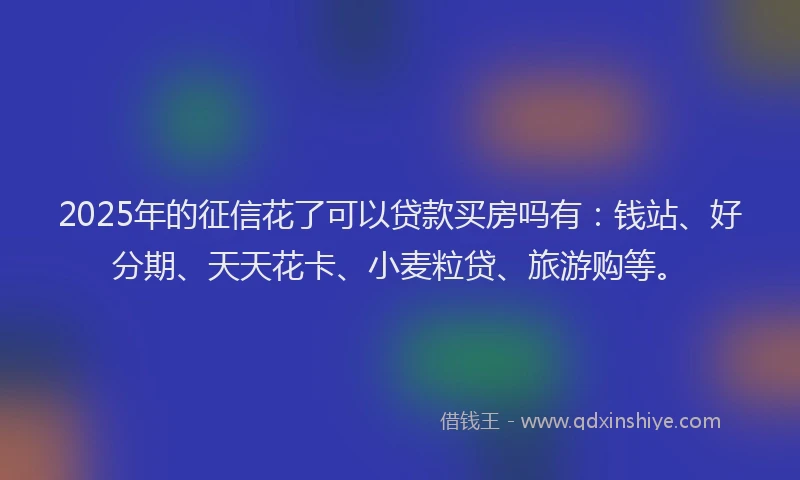 2025年的征信花了可以贷款买房吗有：钱站、好分期、天天花卡、小麦粒贷、旅游购等。