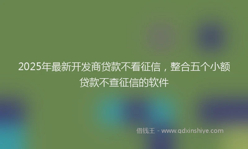 2025年最新开发商贷款不看征信，整合五个小额贷款不查征信的软件
