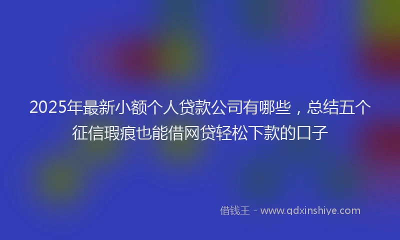 2025年最新小额个人贷款公司有哪些，总结五个征信瑕疵也能借网贷轻松下款的口子