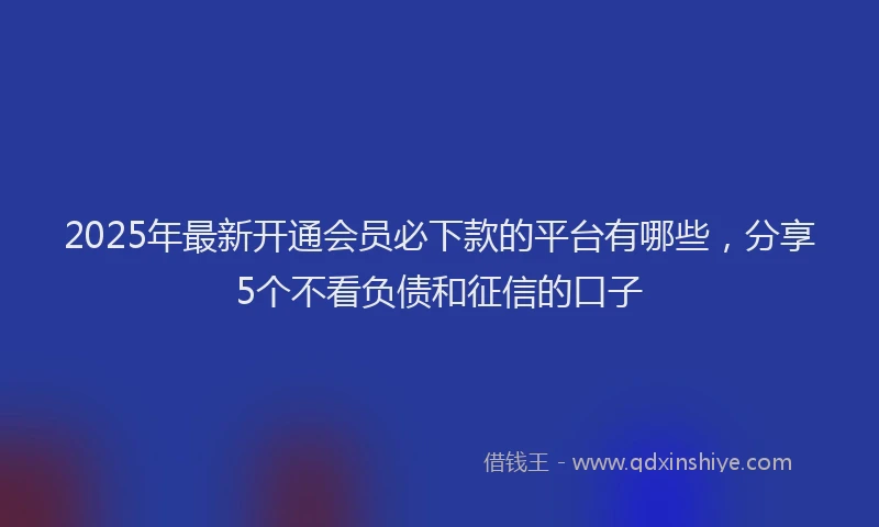 2025年最新开通会员必下款的平台有哪些，分享5个不看负债和征信的口子