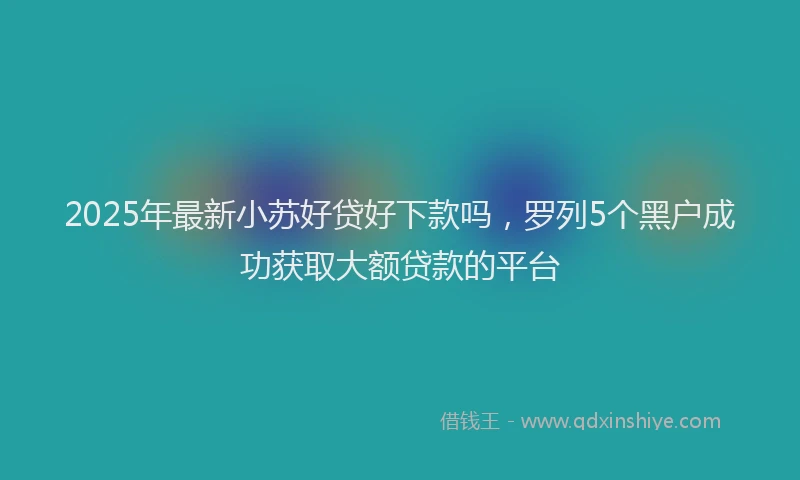 2025年最新小苏好贷好下款吗，罗列5个黑户成功获取大额贷款的平台