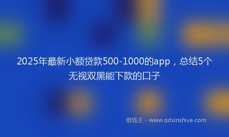 2025年最新小额贷款500-1000的app，总结5个无视双黑能下款的口子