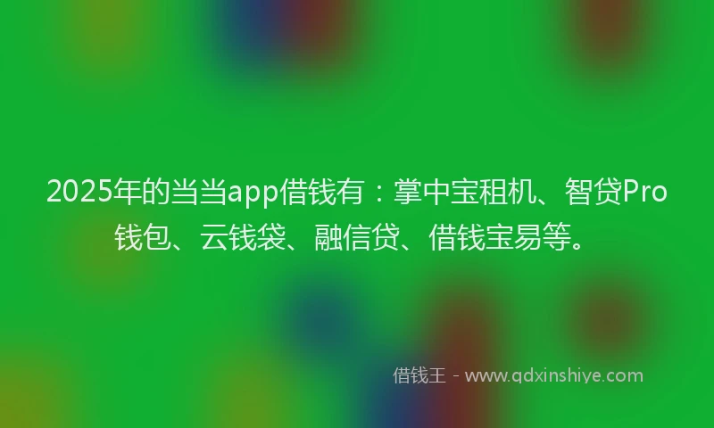 2025年的当当app借钱有：掌中宝租机、智贷Pro钱包、云钱袋、融信贷、借钱宝易等。
