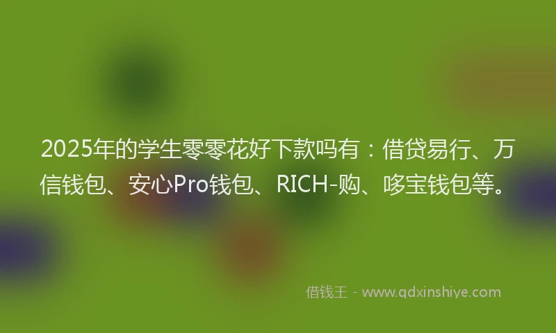 2025年的学生零零花好下款吗有：借贷易行、万信钱包、安心Pro钱包、RICH-购、哆宝钱包等。