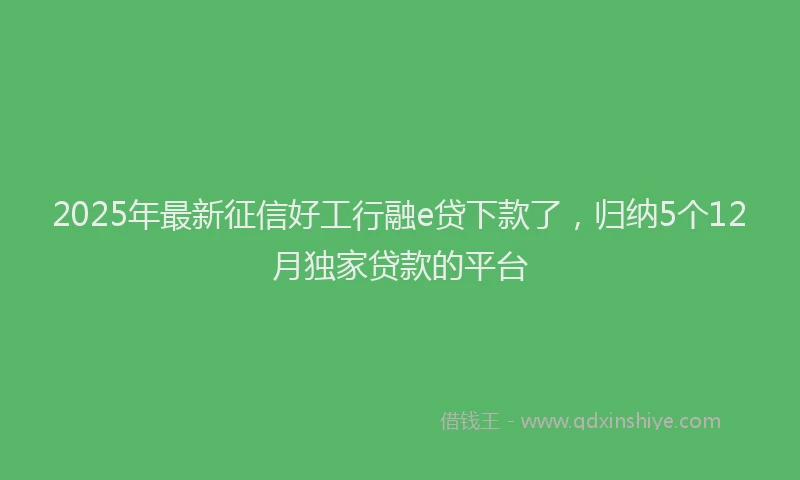 2025年最新征信好工行融e贷下款了，归纳5个12月独家贷款的平台