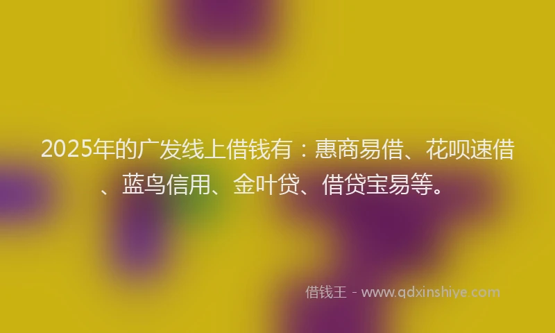 2025年的广发线上借钱有：惠商易借、花呗速借、蓝鸟信用、金叶贷、借贷宝易等。