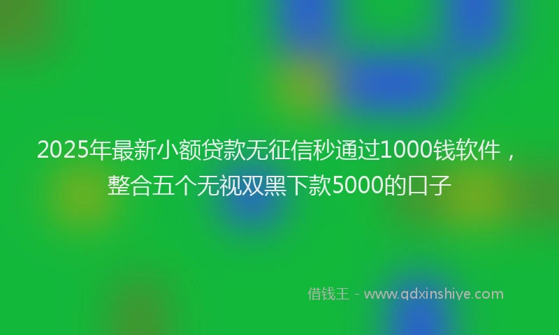 2025年最新小额贷款无征信秒通过1000钱软件，整合五个无视双黑下款5000的口子