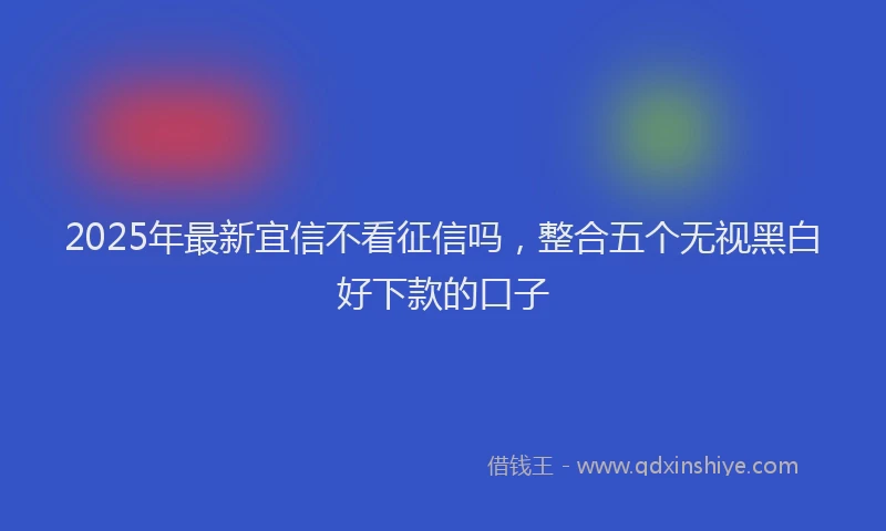 2025年最新宜信不看征信吗，整合五个无视黑白好下款的口子