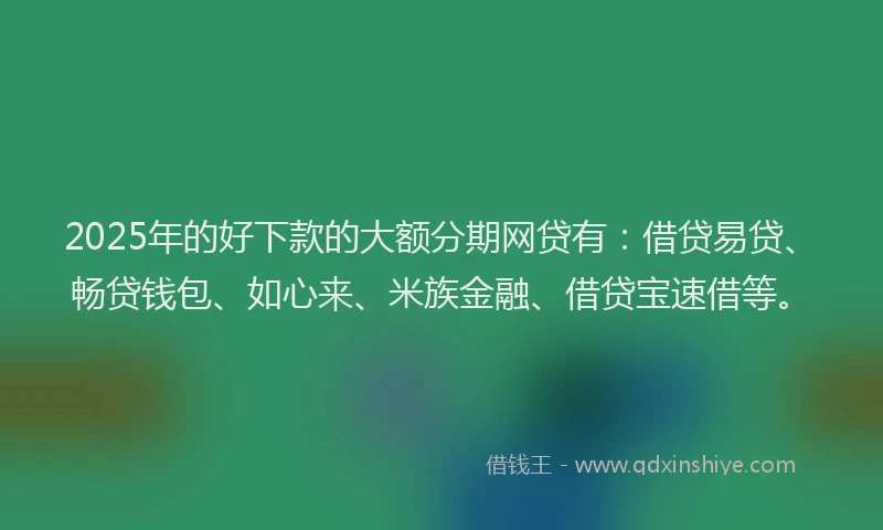 2025年的好下款的大额分期网贷有：借贷易贷、畅贷钱包、如心来、米族金融、借贷宝速借等。