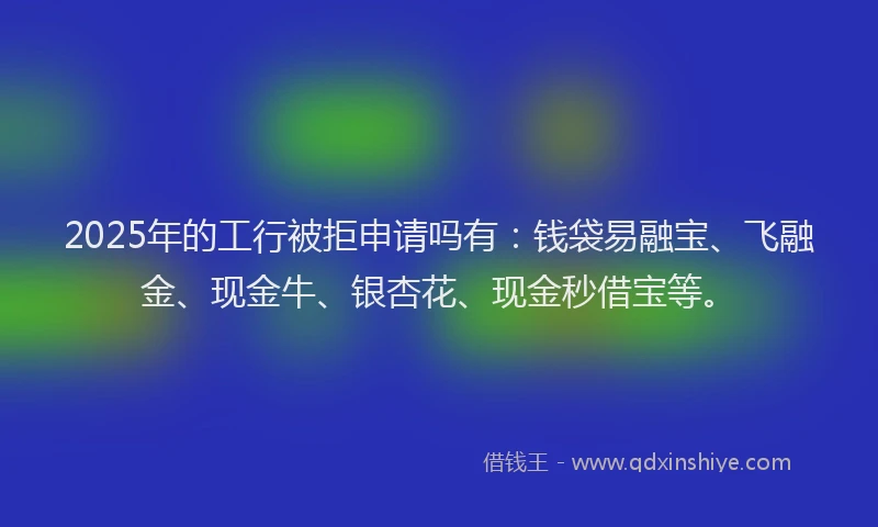 2025年的工行被拒申请吗有：钱袋易融宝、飞融金、现金牛、银杏花、现金秒借宝等。