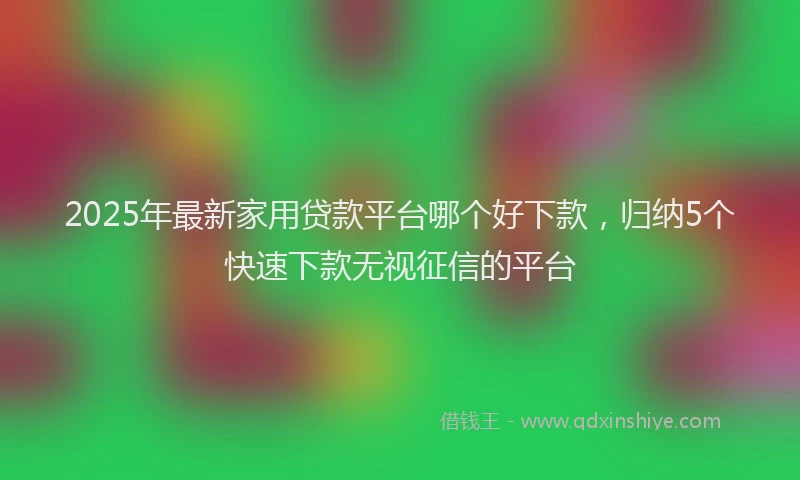 2025年最新家用贷款平台哪个好下款，归纳5个快速下款无视征信的平台