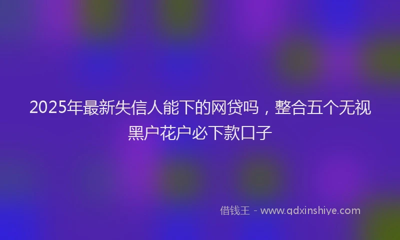 2025年最新失信人能下的网贷吗，整合五个无视黑户花户必下款口子