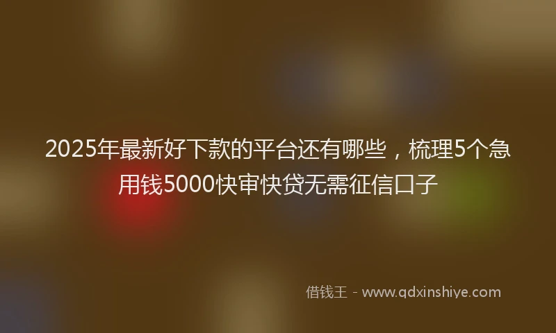 2025年最新好下款的平台还有哪些，梳理5个急用钱5000快审快贷无需征信口子