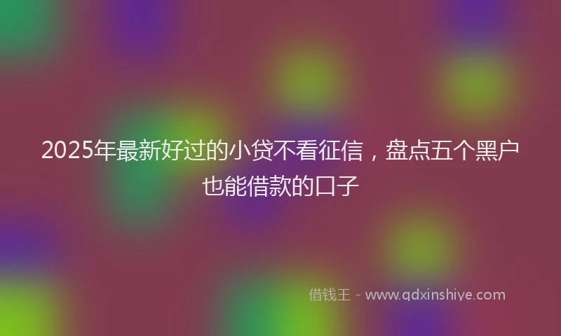 2025年最新好过的小贷不看征信，盘点五个黑户也能借款的口子