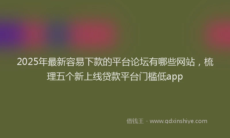 2025年最新容易下款的平台论坛有哪些网站，梳理五个新上线贷款平台门槛低app