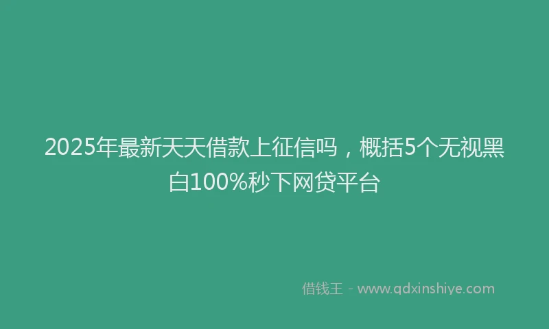 2025年最新天天借款上征信吗，概括5个无视黑白100%秒下网贷平台