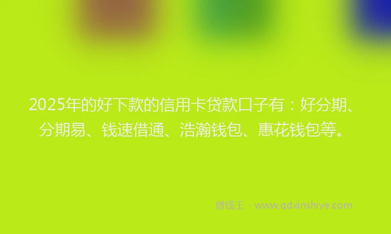 2025年的好下款的信用卡贷款口子有：好分期、分期易、钱速借通、浩瀚钱包、惠花钱包等。