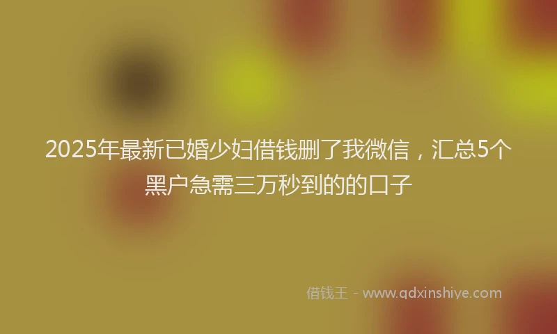 2025年最新已婚少妇借钱删了我微信，汇总5个黑户急需三万秒到的的口子