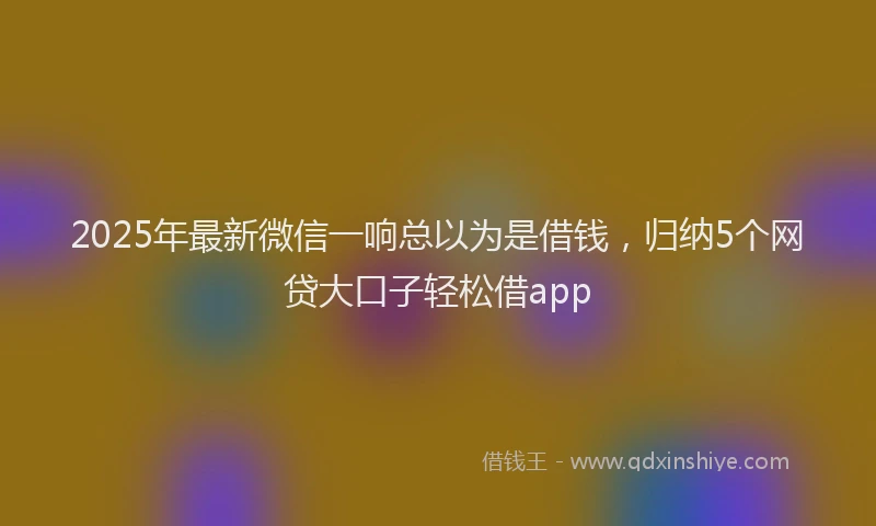 2025年最新微信一响总以为是借钱，归纳5个网贷大口子轻松借app