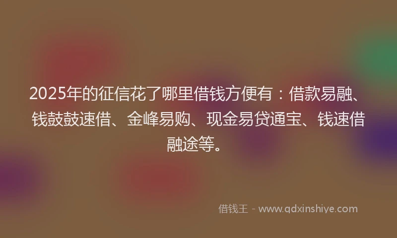 2025年的征信花了哪里借钱方便有：借款易融、钱鼓鼓速借、金峰易购、现金易贷通宝、钱速借融途等。