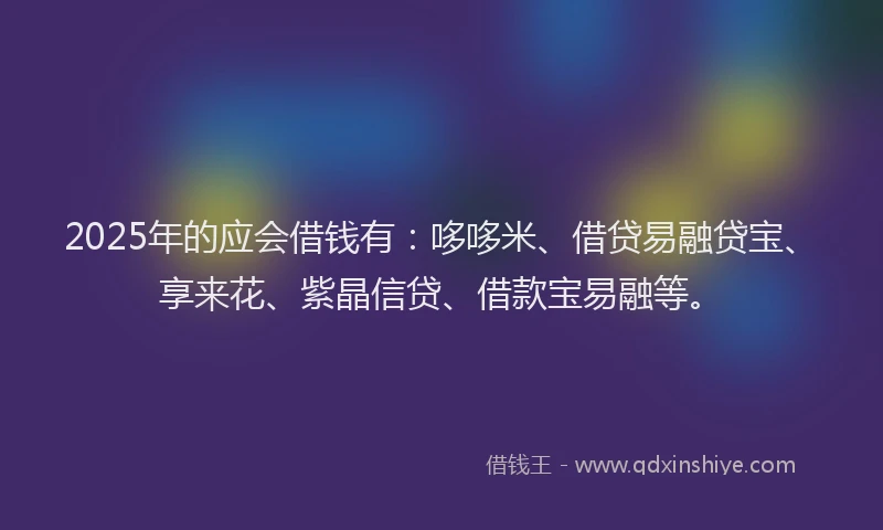 2025年的应会借钱有:哆哆米、借贷易融贷宝、享来花、紫晶信贷、借款宝易融等。