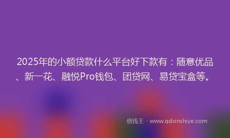 2025年的小额贷款什么平台好下款有：随意优品、新一花、融悦Pro钱包、团贷网、易贷宝盒等。