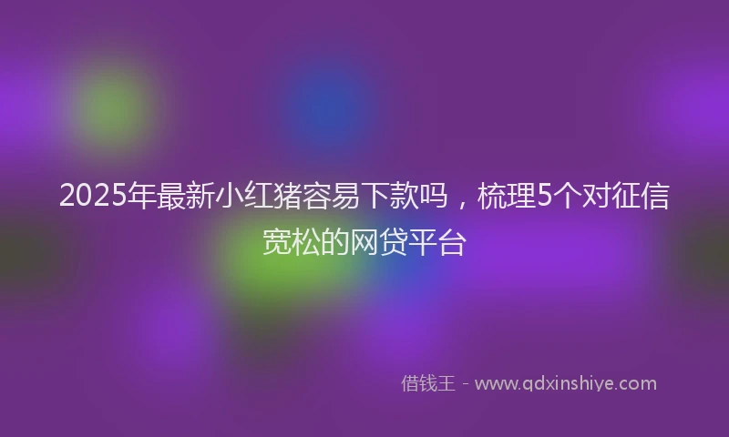 2025年最新小红猪容易下款吗，梳理5个对征信宽松的网贷平台
