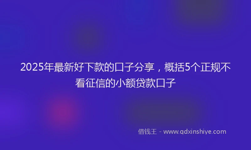 2025年最新好下款的口子分享，概括5个正规不看征信的小额贷款口子