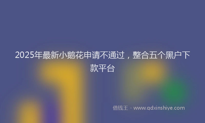 2025年最新小鹅花申请不通过，整合五个黑户下款平台