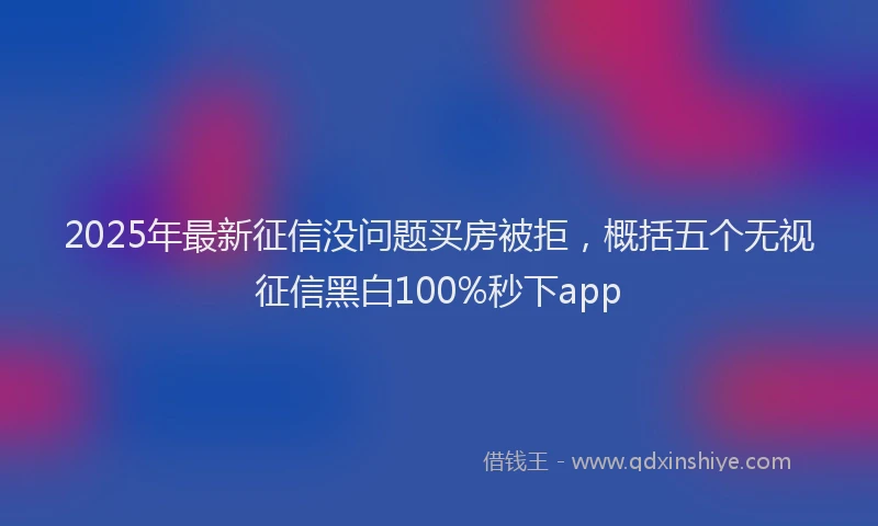 2025年最新征信没问题买房被拒，概括五个无视征信黑白100%秒下app