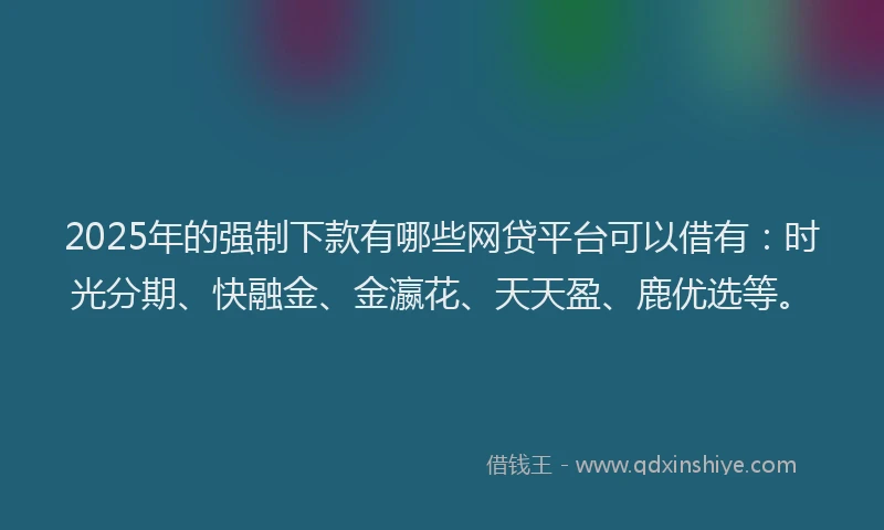 2025年的强制下款有哪些网贷平台可以借有：时光分期、快融金、金瀛花、天天盈、鹿优选等。