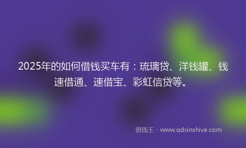 2025年的如何借钱买车有：琉璃贷、洋钱罐、钱速借通、速借宝、彩虹信贷等。
