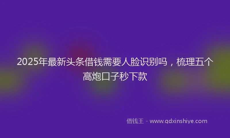 2025年最新头条借钱需要人脸识别吗，梳理五个高炮口子秒下款