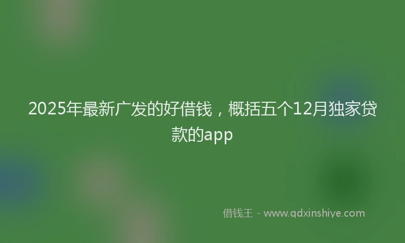 2025年最新广发的好借钱，概括五个12月独家贷款的app